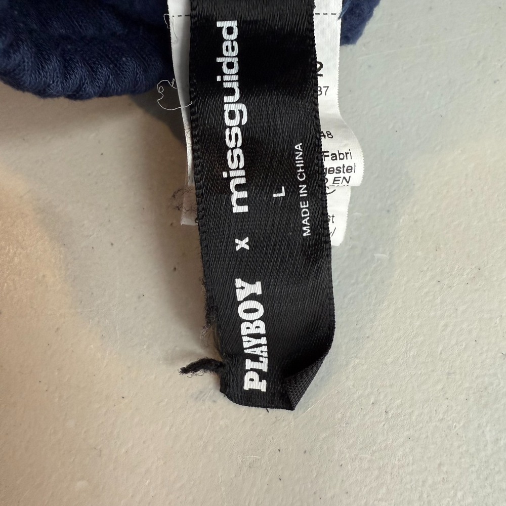 PLAYBOY Navy Blue Shorts with Cream Logo - Picture 8 of 10